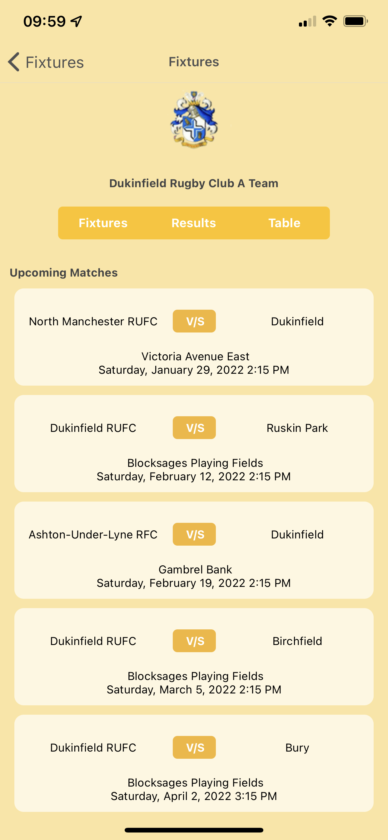 Dukinfield Rugby Club App